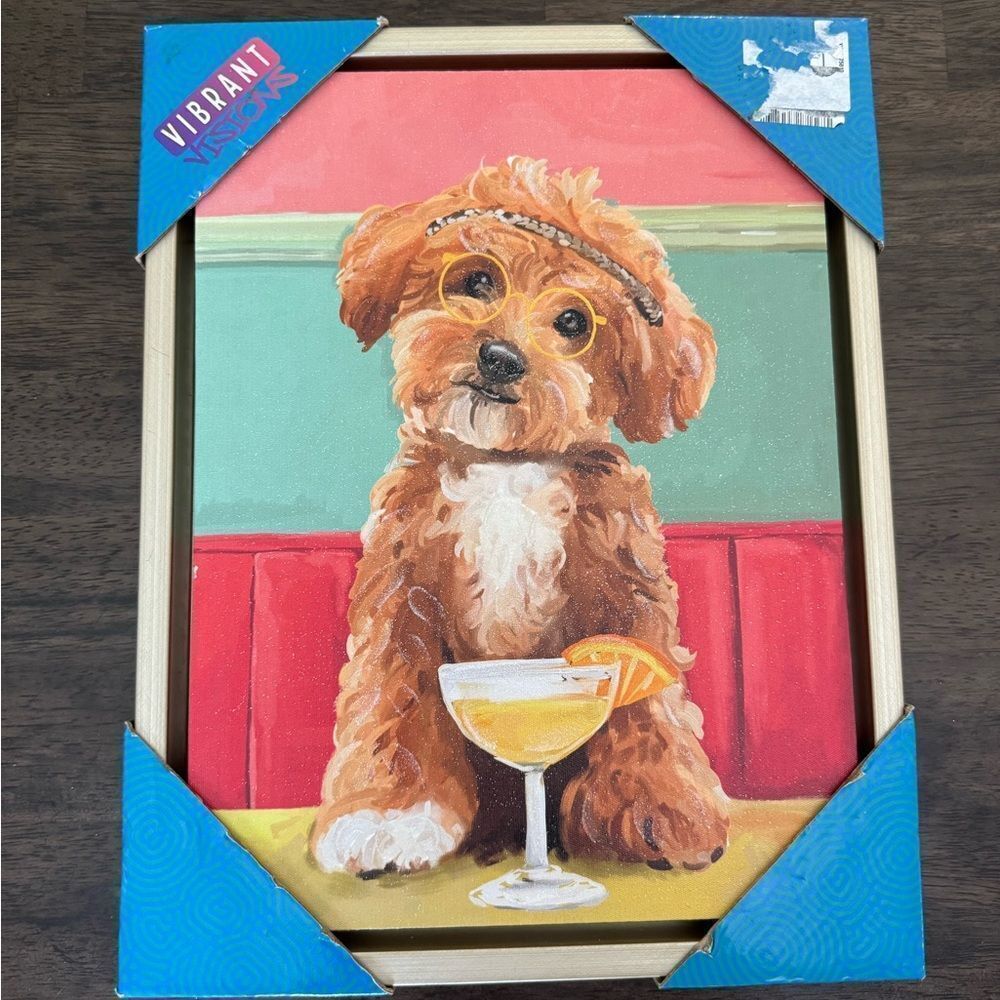 Goldendoodle Puppy Dog Cocktail Framed Wall Art Decor